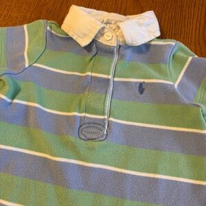 Striped Blue and Green Kids Polo Shortall